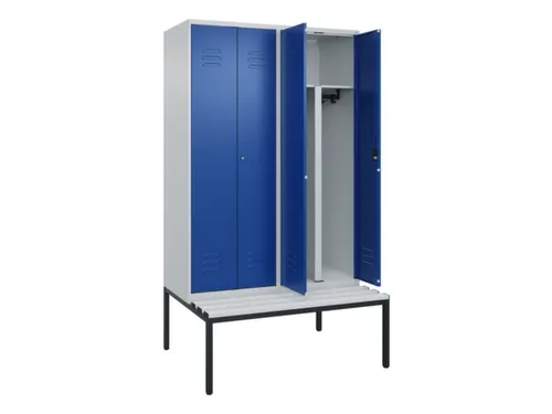 PBM-locker met bank,HxBxD 2120x1200x815mm,4vak,vak B 300mm,cil.-slot