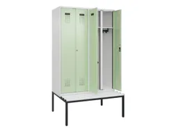 locker met bank,voor scheiding van kleding,HxBxD 2120x1200x815mm,4vak