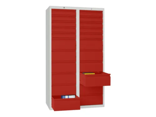 ladekast,HxBxD 1800x1000x500mm,22lade(n),RAL7035,front RAL3000