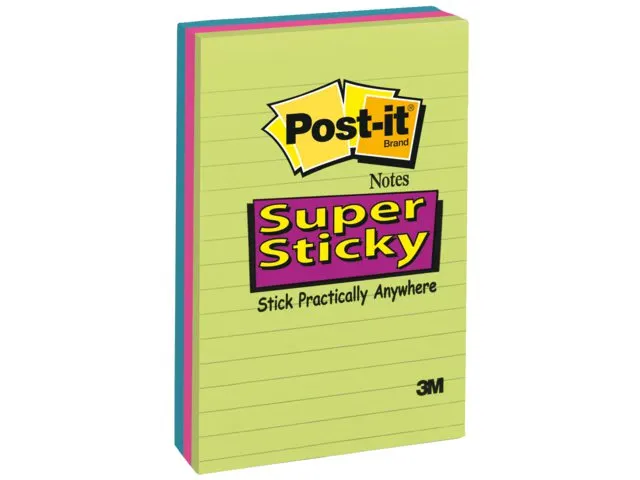 Memoblok 3M Post-it 660 Super Sticky 102x152mm lijn rainbow