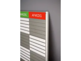 Menoor In-Uit bord 35 namen Aluminium Aanwezig/Afwezig Groen/rood - 3