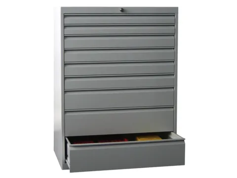 ladekast HxBxD 1200x715x600mm 9laden slot RAL7035 front RAL5010