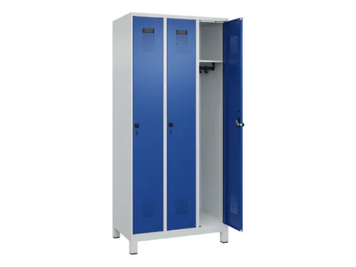 locker,HxBxD 1950x900x500mm,3vak,vak B 300mm,draaigrendel,voeten