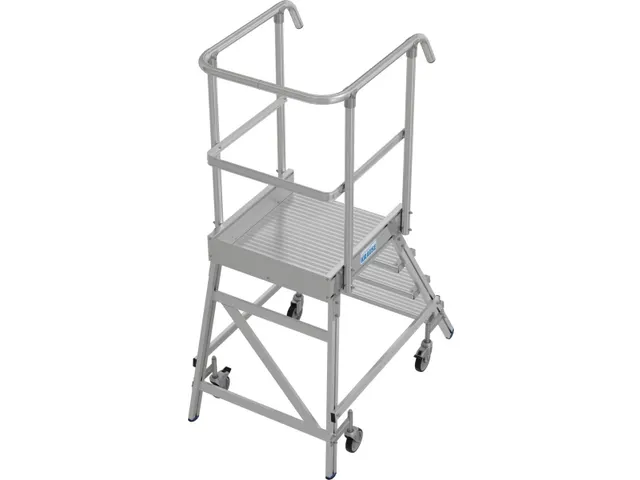 Escabeau mobile Plateforme H 1m 4 marches Aluminium 4 roulettes