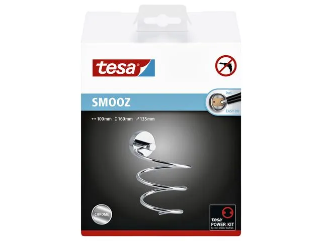Haardrogerhouder tesa Smooz hoogglans verchroomd metaal zelfklevend