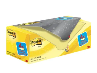 Memoblok 3M Post-it 654 76x76mm geel 16 + 4 gratis - 2