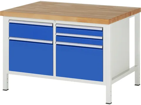 werkbank,HxBxD 840-1040x1250x900mm,beukblad,draagverm. 1250kg,4voeten