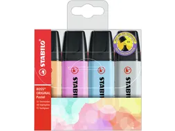 Markeerstift STABILO BOSS Original 70/4 pastel incl grijs ass 4st