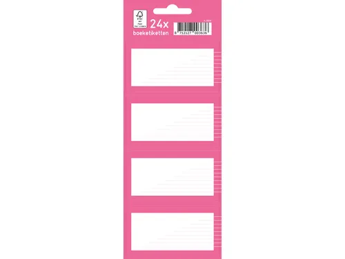 Boeketiket Kangaro 24 etiketten 6 vellen van 4 stuks roze