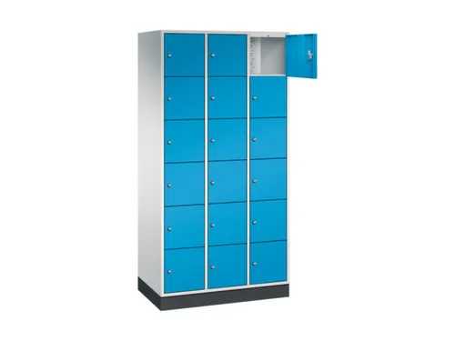 lockerkast,RAL 7035/RAL 5012,HxBxD 1950x920x500mm,3x6vakken,cil.-slot