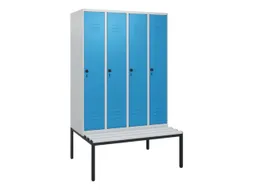 locker met bank,HxBxD 1950x1200x815mm,4vak,vak B 300mm,draaigrendel