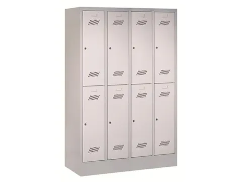dubbeldekse locker,RAL 7035,HxBxD 1850x1200x500mm,4x2vak.,vak B 300mm