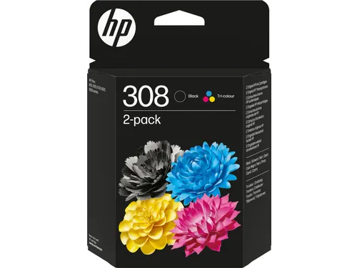 HP 308 originele 2-pack combo zwarte/driekleureninktcartridges 6L6S6UE
