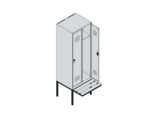 locker met bank,HxBxD 1950x600x815mm,2vak,vak B 300mm,cil.-slot - 4
