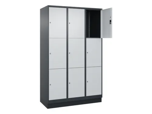 lockerkast,HxBxD 1950x1200x500mm,3x3vakken,vak B 400mm,cil.-slot