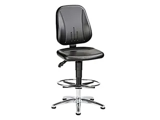 ESD-werkplaatsstoel kunstleer zwart 440-620mmx460x470mm wielen - 2