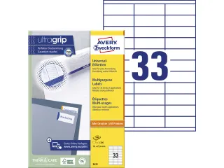 etiket Avery ILK 70x25,4mm 100 vel 33 etiketten per vel wit - 1