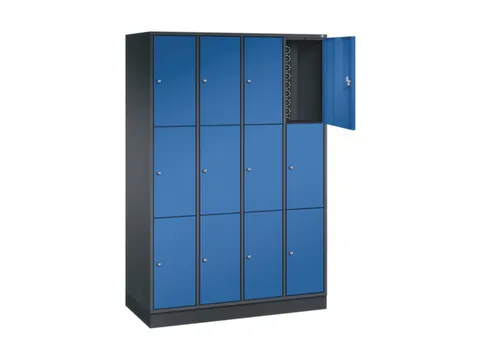 lockerkast,HxBxD 1950x1220x500mm,4x3vakken,cil.-slot,sokkel