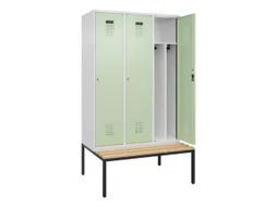 locker met bank,voor scheiding van kleding,HxBxD 2120x1200x815mm,3vak