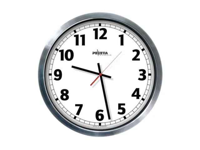 Radiowandklok Aluminium Ø50cm Cijferaanduiding Vlak Mineraalglas