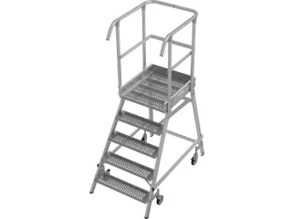 bordestrap,verrijdbaar,bordes H 1,2m,5treden m. R13-laag,aluminium - 1
