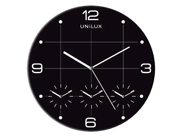 Wandklok Unilux On Time Ø30,5cm zwart/wit tijdzone cijfers