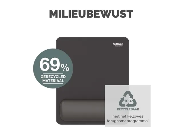 Muismat met polssteun Fellowes Breyta zwart 20x24cm