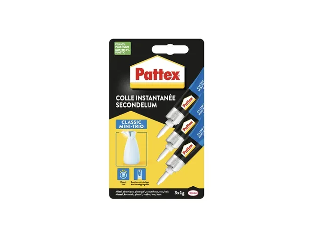Secondelijm Pattex Classic mini trio tube 3x1gram op blister