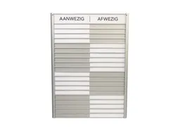 Menoor In-Uit bord 20 namen Aluminium Aanwezig/Afwezig Wit