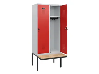 locker met bank,HxBxD 1950x800x815mm,2vak,vak B 400mm,draaigrendel - 1
