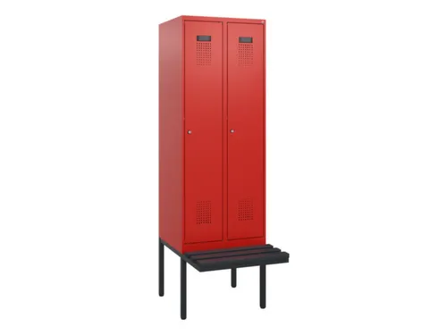 locker met bank,HxBxD 1950x600x815mm,2vak,vak B 300mm,cilinderslot