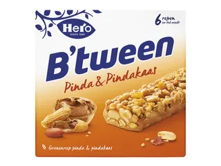 Tussendoortje Hero B'tween pinda&pindakaas 6pack reep 25gr - 2