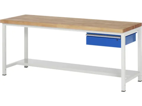 werkbank,HxBxD 840-1040x2000x900mm,beukblad,draagverm. 1250kg,4voeten