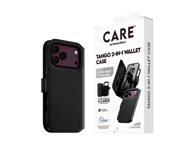 PanzerGlass CARE by Tango 2-in-1 Wallet Case Black w. MagSafe iP