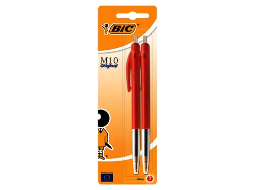 Balpen Bic M10 medium rood bister à 2 stuks
