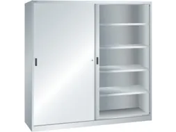 schuifdeurkast HxBxD 1950x2000x580mm 8xStalen bodem RAL7035