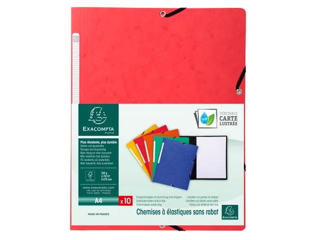 Elastomap zonder klep glanskarton 355gm² - A4-Rood