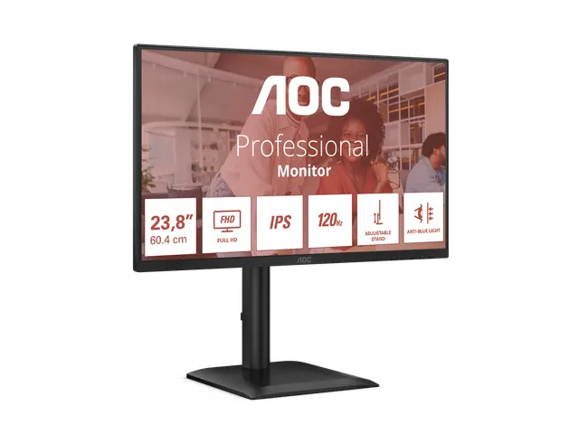 AOC 24E4U Monitor 23.8 Inch Pixels Full HD LED Zwart