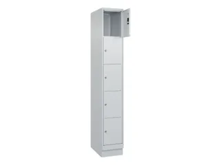 lockerkast,HxBxD 1950x300x500mm,1x5vakken,vak B 300mm,cil.-slot,sokkel - 1