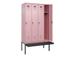locker met bank,HxBxD 2120x1200x815mm,4vak,vak B 300mm,draaigrendel
