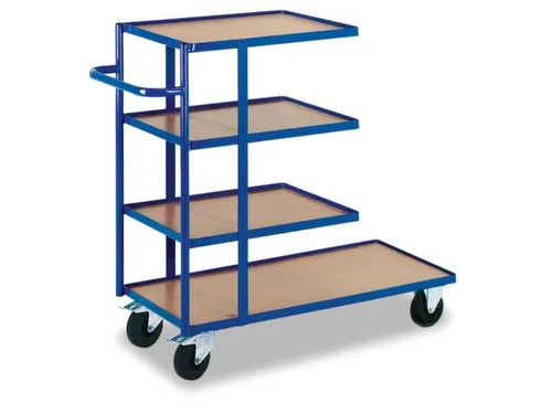 Bijzetwagen 150kg Lxbxh 1210x480x1055mm 4 Etages Hout Ral5010