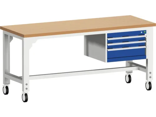 werkbank,verrijdbaar,HxBxD 840-1140x2000x750mm,beukenblad