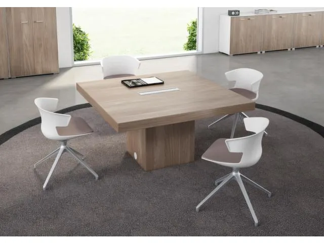 Vergadertafel Hxbxd 73x140x140cm Frame Kubusvormig Noten