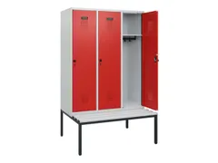 locker met bank,HxBxD 1950x1200x815mm,3vak,vak B 400mm,draaigrendel