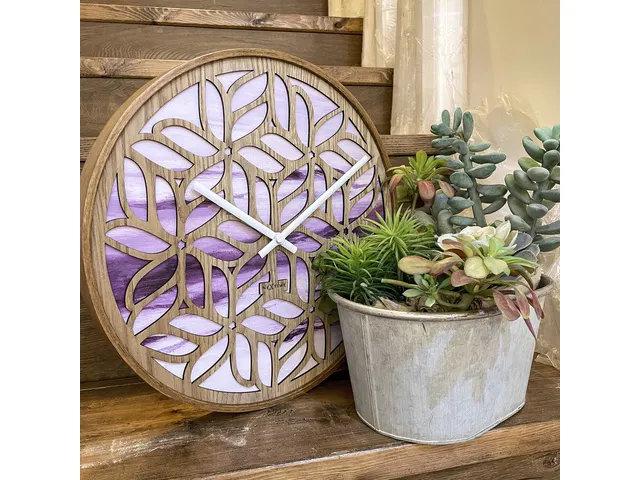 Wandklok Nextime dia 40cm Paars Hout Yogi