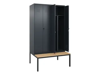 PBM-locker met bank,HxBxD 2120x1200x815mm,4vak,vak B 300mm - 2