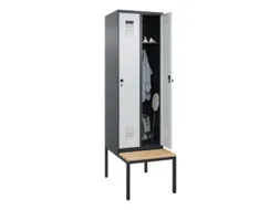 locker met bank,HxBxD 2120x600x815mm,2vak,vak B 300mm,draaigrendel