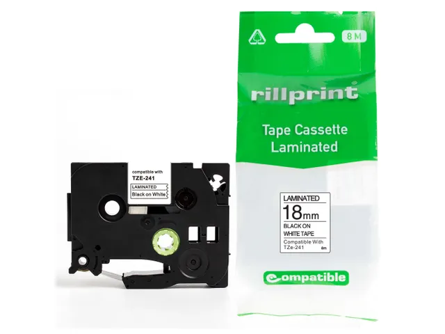 Labeltape Brother Compatible Tze-241 19Mm Zwart op Wit