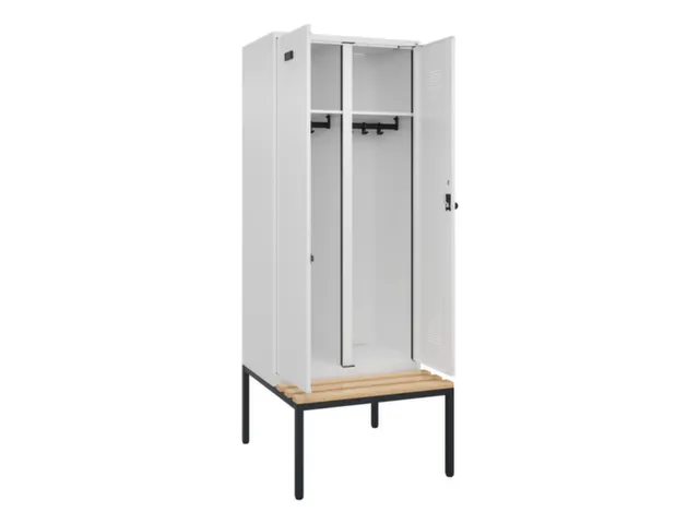 locker met bank,voor scheiding van kleding,HxBxD 2120x800x815mm,2vak