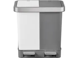 Afvalbak EKO Hana Duo Recycling pedaalemmer 2x10 liter grijs wit